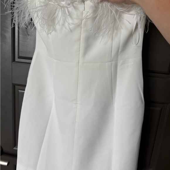White Feather Trimmed Mini Dress - Picture 2 of 3